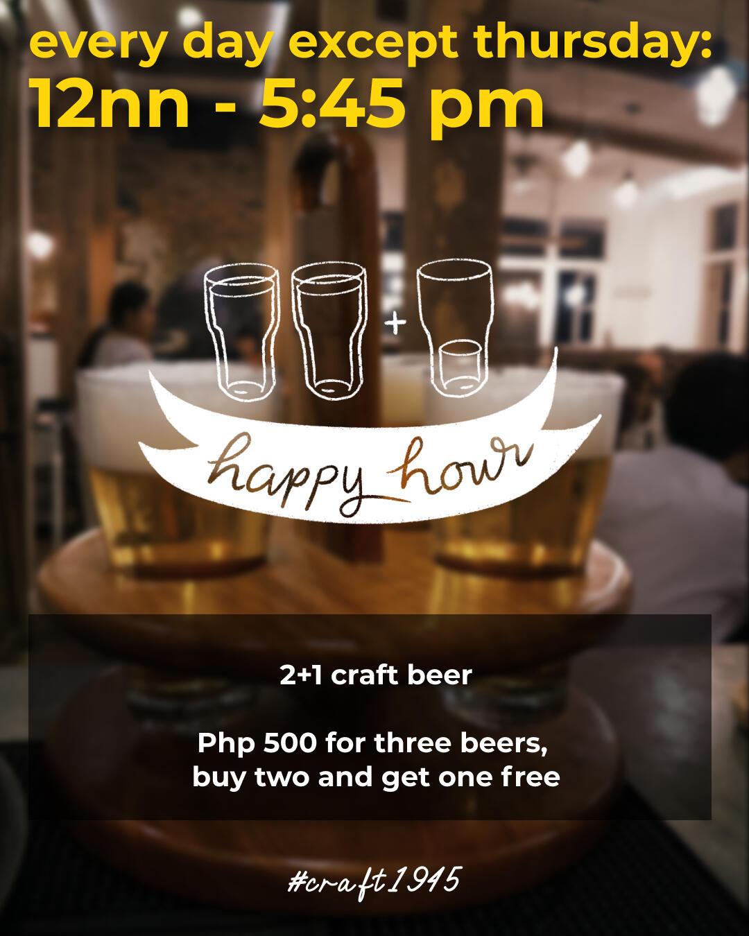 Daily happy hour